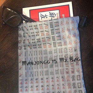 Mahjongg Microfiber Tile Bag with drawstring for glasses, card,etc