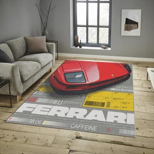 Stylish Ferrari Car Rug, Sports Car Print Rug, Aesthetic Rug, Popular Rug, Ferrari Decor, Bedroom Rug, Living Room Rug, Ferrari F40 Rug
