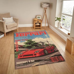 Stylish Ferrari Car Rug, Sports Car Print Rug, Aesthetic Rug, Popular Rug, Modern Rug, Ferrari Decor, Bedroom Rug, Living Room Rug, Area Rug