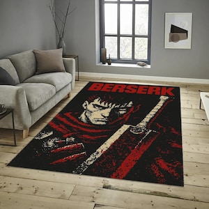 Anime Rug, Anime Art Rug, Game Room Decor, Custom Rug, Berserk Rug, Decorative rug, Living Room Rug, Kids Room, Washable Rug,