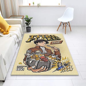 Anime Rug, Attack On Titan Rug, Levi Ackermann Rug, Game Room Decor, Custom Rug, Decorative rug, Living Room Rug, Kids Room, Washable Rug,