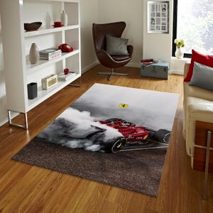 Formula 1 Rug, Ferrari Rug, Aesthetic Rug, Popular Rug, Modern Rug, Ferrari Decor, Bedroom Rug, Living Room Rug, Area Rug, Ferrari F1 Rug