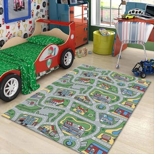 Car Racing Rug, Traffic Rug, Road Rug, Car Rug, Children's Play Mat, Road Mat, Play Rug, Kids Rug, Kids Room Rug, Street Rug, Car City Rug,