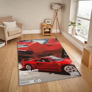 Stylish Ferrari Car Rug, Sports Car Print Rug, Aesthetic Rug, Popular Rug, Modern Rug, Ferrari Decor, Bedroom Rug, Living Room Rug, Area Rug