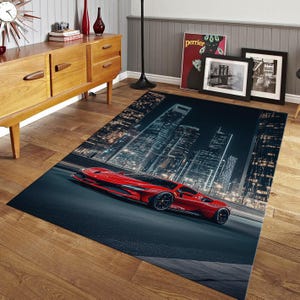 Stylish Ferrari Car Rug, Sports Car Print Rug, Aesthetic Rug, Popular Rug, Modern Rug, Ferrari Decor, Bedroom Rug, Living Room Rug, Area Rug