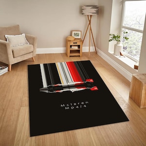 Formula 1 Rug, Mclaren Rug, Ayrton Senna Rug, Popular Rug, Modern Rug, F1 Decor, Bedroom Rug, Living Room Rug, Area Rug, Aesthetic Rug