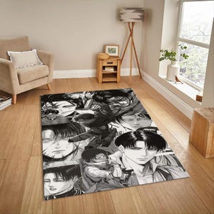 Anime Rug, Attack On Titan Rug, Levi Ackermann Rug, Game Room Decor, Custom Rug, Decorative rug, Living Room Rug, Kids Room, Washable Rug,