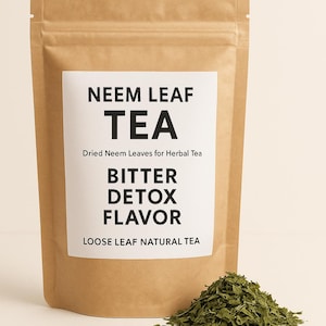 Neem Leaf Tea, Dried Neem Leaves for Herbal Tea, Bitter Detox Flavor, Loose Leaf Natural Tea, Caffeine-Free Organic Ayurvedic Herb