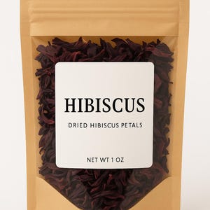 Dried Hibiscus Petals | Whole Flower Petals in Resealable Bag | Natural Botanical for Tea, Crafts, Skincare, Bath Soaks | Vegan & Handpacked