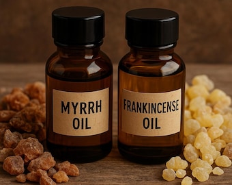 Myrrh,  Frankincense Essential Oil Set – 100 Pure Therapeutic Grade – Spiritual & Aromatherapy Blend