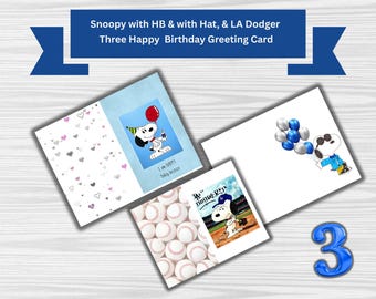 Set di biglietti di auguri di compleanno di Snoopy: tema LA Dodgers (download digitale)