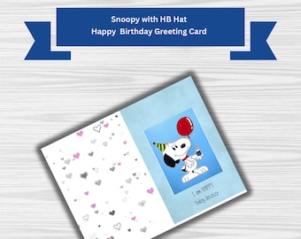 Biglietto d'auguri digitale, cappello di buon compleanno con Snoopy, realizzato da un veterano dell'esercito in pensione.