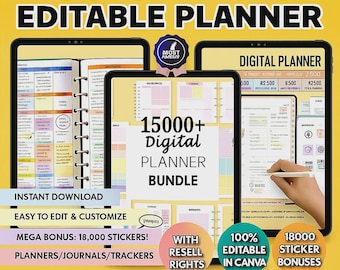 PLR Planner & Journal Bundle: 15,000+ Editable Templates (Commercial Use, Instant Download)