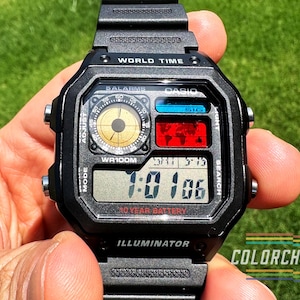 Modified Casio Royale AE-1200 Digital Watch: Retro Color Screen Mod