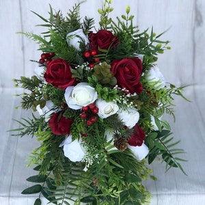 Wedding bouquet, Winter bouquet, Burgundy bouquet, Cascade bouquet, Greenery bouquet, Winter wedding, Waterfall bouquet, Bridal bouquet