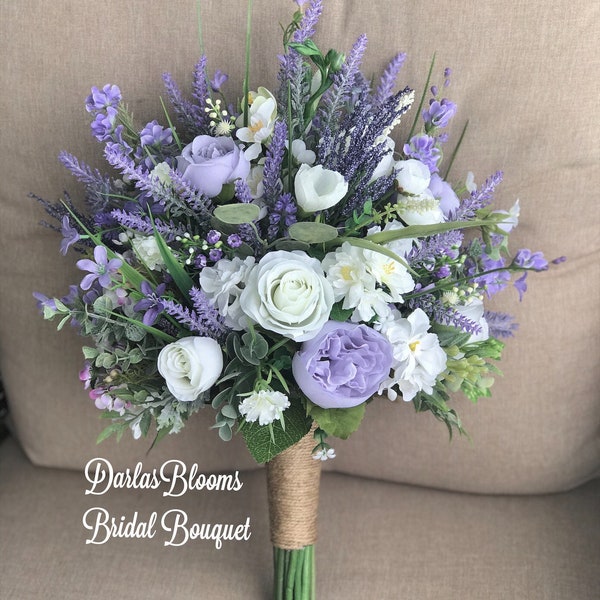 Lavender wedding bouquet,Boho bouquet,Purple wedding flowers,Silk wedding flowers,Lavender bridal bouquet,Rustic bouquet,Lilac flowers
