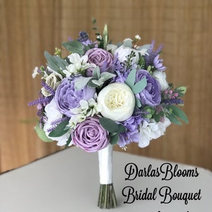 Lavender Sage bouquet, Sage Lilac Lavender wedding flowers, Lilac artificial flowers, Silk wedding flowers, Iris Lavender bridal flowers