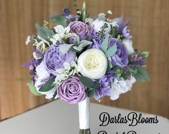 Lavender Sage bouquet, Sage Lilac Lavender wedding flowers, Lilac artificial flowers, Silk wedding flowers, Iris Lavender bridal flowers