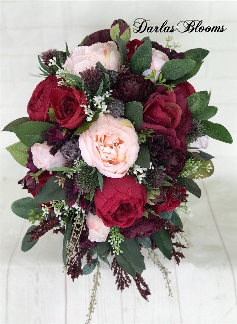 Burgundy Wedding Bouquet Bridal Bouquetblush Burgundy Plum Etsy