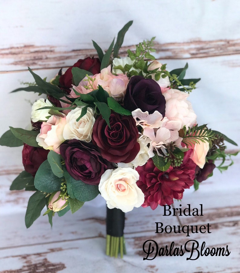 Wedding bouquet, Wine Blush Plum bouquet, Bridal bouquet, Silk Floral bouquet, Wine bouquet, Faux bouquet, Burgundy bouquet, Wedding flowers image 8