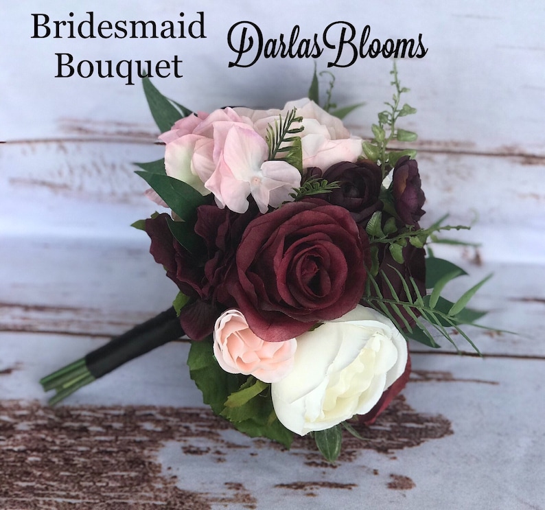 Wedding bouquet, Wine Blush Plum bouquet, Bridal bouquet, Silk Floral bouquet, Wine bouquet, Faux bouquet, Burgundy bouquet, Wedding flowers image 7