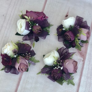 Bridal bouquet, Plum wedding flowers, plum purple silk wedding flowers, wedding bouquet, bridesmaid bouquet, rose hydrangea bouquet, vintage image 7