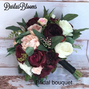 Wedding bouquet, Wine Blush Plum bouquet, Bridal bouquet, Silk Floral bouquet, Wine bouquet, Faux bouquet, Burgundy bouquet, Wedding flowers image 2