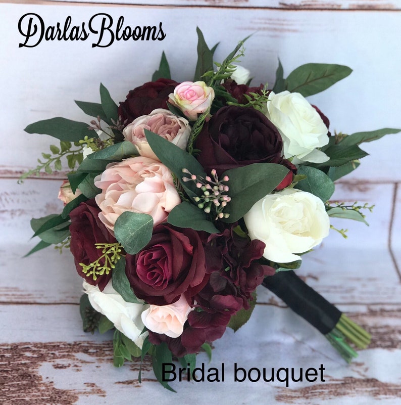 Wedding bouquet, Wine Blush Plum bouquet, Bridal bouquet, Silk Floral bouquet, Wine bouquet, Faux bouquet, Burgundy bouquet, Wedding flowers image 2