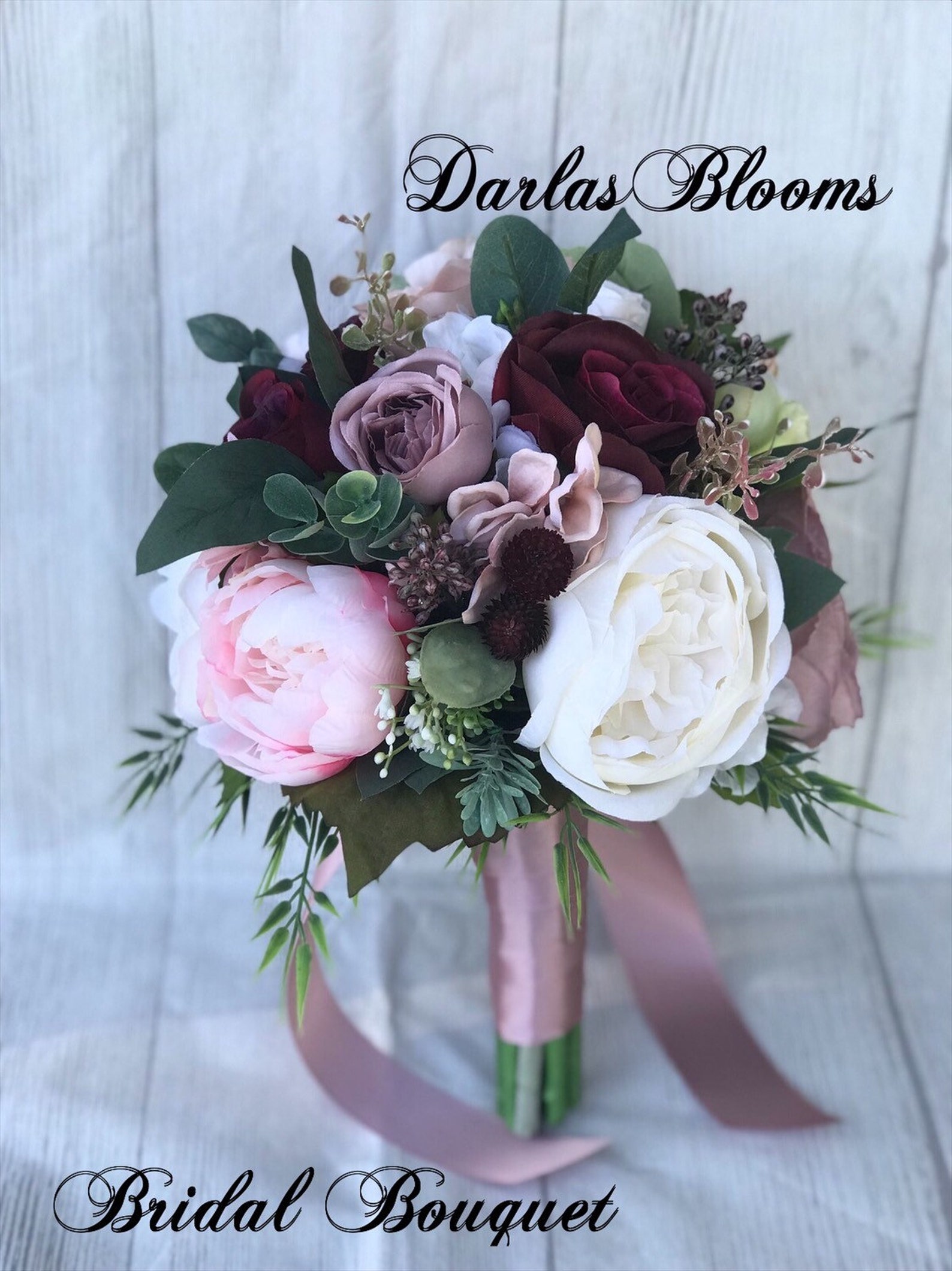 Dusty Rose Bouquet Blush and Dusty Pink Bouquet Mauve and Etsy