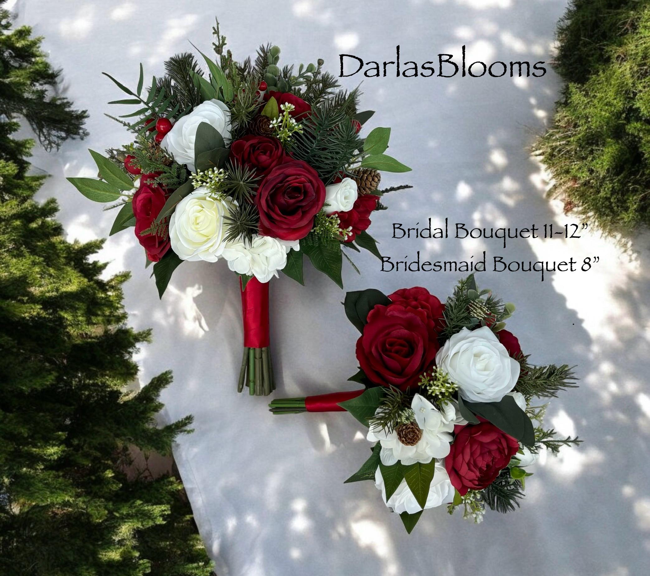 Burgundy bouquet, Winter wedding flowers, Bridal bouquet, Evergreen bouquet, Christmas wedding, Winter flowers, Burgundy silk flowers
