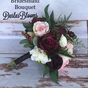 Wedding bouquet, Wine Blush Plum bouquet, Bridal bouquet, Silk Floral bouquet, Wine bouquet, Faux bouquet, Burgundy bouquet, Wedding flowers Bridesmaid bouquet