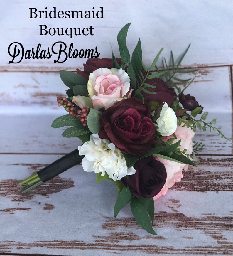 Wedding bouquet, Wine Blush Plum bouquet, Bridal bouquet, Silk Floral bouquet, Wine bouquet, Faux bouquet, Burgundy bouquet, Wedding flowers Bridesmaid bouquet