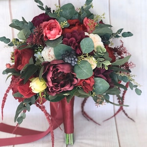 Wedding bouquet, Boho Bridal bouquet, Burgundy bouquet, Silk floral bouquet, Wine bouquet, Faux bouquet, Statement bouquet, bridesmaid