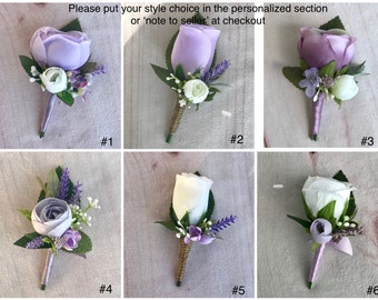 Lavender boutonnière, Lilac boutineer, Wisteria, Lavender Lilac groom flower, lapel flower, boho boutonnière, groomsmen boutonnière, purple