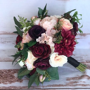 Wedding bouquet, Wine Blush Plum bouquet, Bridal bouquet, Silk Floral bouquet, Wine bouquet, Faux bouquet, Burgundy bouquet, Wedding flowers image 3