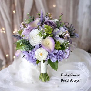 Lavender wedding flowers, Dusty purple bridal bouquet, Lilac artificial flowers, Boho rustic bouquet, Faux flowers,Lavender wedding bouquet