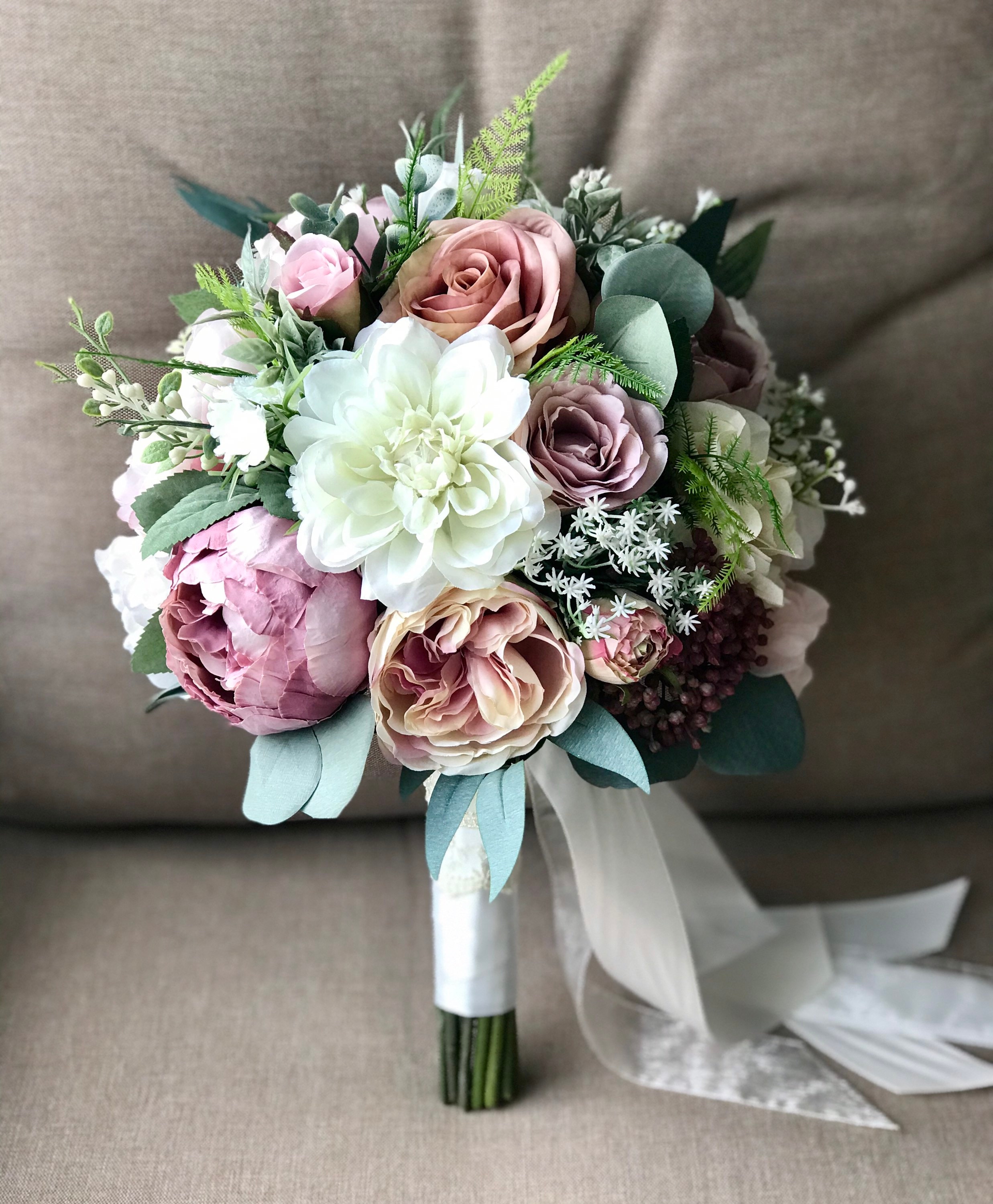 Mauve Pink Artificial Bridal Bouquet, Blush Pink Wedding Flower Bouquet,  Mauve Bridesmaid Bouquet, Winter Wedding Bouquet, Wedding Bouquet -   Canada