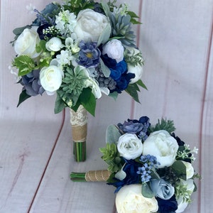 Dusty blue wedding bouquet, Dusty blue & navy flowers, navy blue wedding flowers, boho bouquet, dusty blue bridal bouquet, wedding flowers