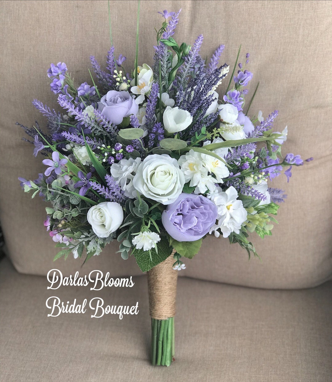 Lavender Wedding Bouquet boho Bouquet purple Wedding Flowers silk