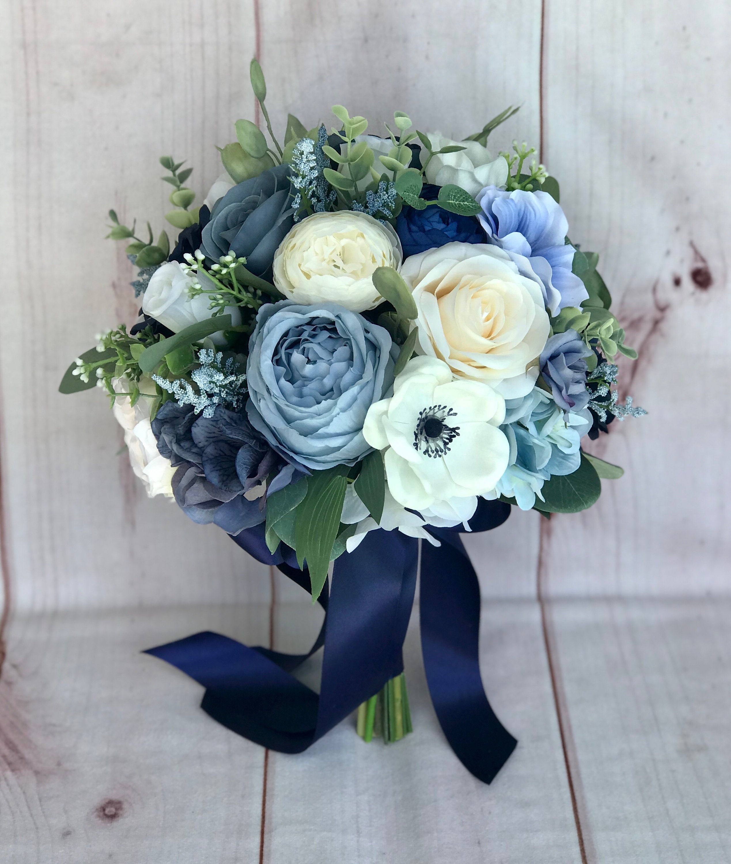 Dusty Blue \u0026 Navy Blue Bouquet, Silk Wedding Flowers, Dusty Blue Flowers, Navy  Blue Wedding Flowers, Dusty Blue Bridal Bouquet, Artificial - Etsy, image size:2538x3000