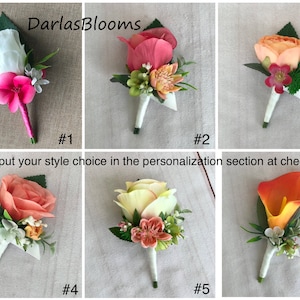 Groom boutonnière, Orange boutonnière, Colorful wedding flowers, Groom flower, Bright colored boutonnière, Beach wedding, Groomsmen flower
