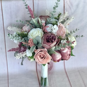 Dusty rose bouquet, Boho bouquet, Mauve bouquet, Dusty rose wedding flowers, Mauve wedding flowers, Silk wedding flowers, Bridal bouquet