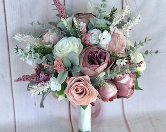 Dusty rose bouquet, Boho bouquet, Mauve bouquet, Dusty rose wedding flowers, Mauve wedding flowers, Silk wedding flowers, Bridal bouquet