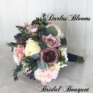 Mauve navy wedding flowers, silk wedding flowers, artificial wedding bouquet, mauve flowers, navy wedding bouquet, bridesmaid flowers