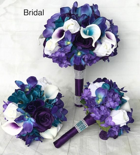 Purple And Turquoise Wedding Bouquets