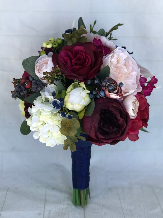 Wedding bouquet Navy & Burgundy Wine bouquet Bridal