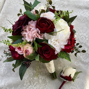 Wedding bouquet,Burgundy Blush Bridal bouquet,Silk Wedding flowers,burgundy bouquet,Wedding accessory,Blush wedding flowers,Burgundy bouquet Bridal bouquet