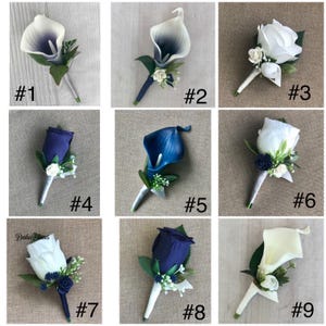 Navy blue wedding boutonniere, groom flower, prom flower, groomsmen boutonniere, rose boutonniere, wedding boutineer, navy buttonhole, lapel