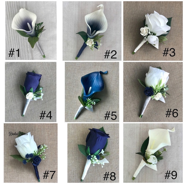 Navy blue wedding boutonniere, groom flower, prom flower, groomsmen boutonniere, rose boutonniere, wedding boutineer, navy buttonhole, lapel