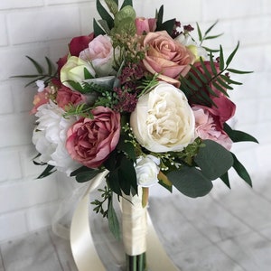Dusty Rose bouquet, Mauve Wedding bouquet, Blush Bridal bouquet, Dusty Rose, Dusty Pink wedding flowers, Silk Wedding flowers, Faux bouquet